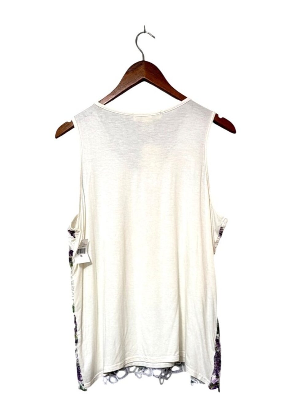 NWT Studio West White & Purple Floral Lace Tank Top 1X Rayon/Spandex Sleeveless - Picture 2 of 5